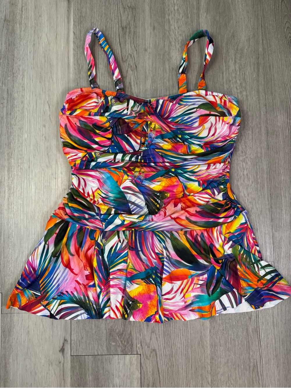 Ralph Lauren Tropical Hawaiian Multicolor One Piece Swim Dress Size 16W
